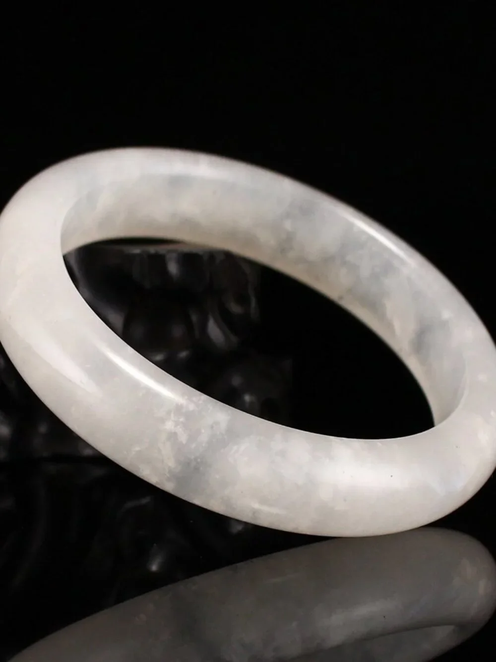 Natural White Moonstone Bangle Bracelet 55.8mm I.D. w Moderate Blue Sheen 44.61g